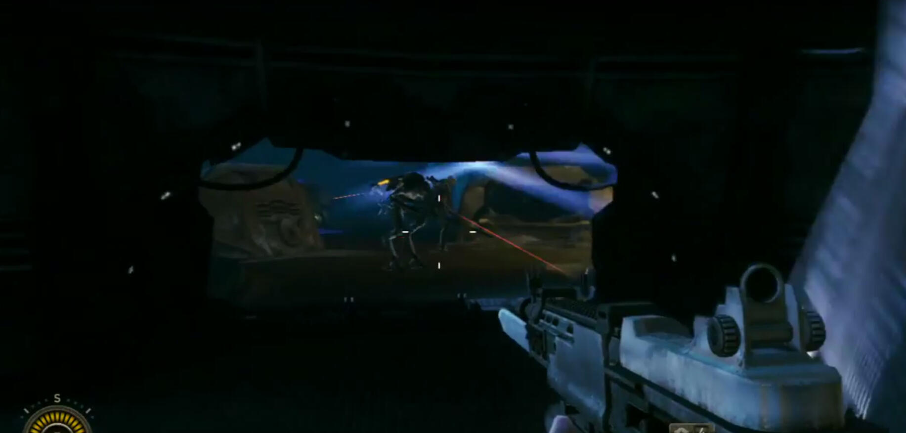 A graphic showing a side view of the character, his gun and the cone, plus the position of the gun in 1P space (up near his eyes) which creates a gap between the gun barrel and the cone origin.